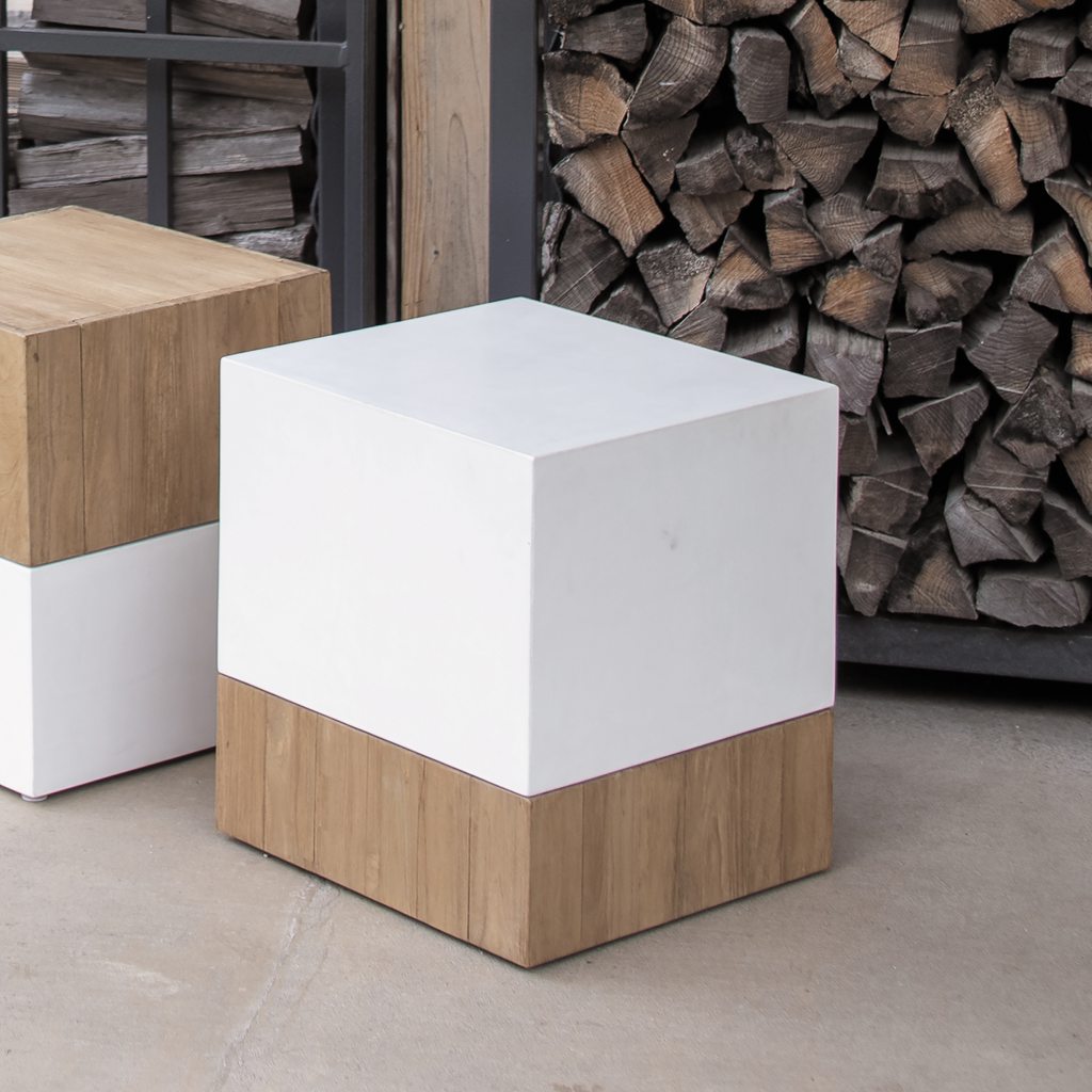 新品・未開封) サム キューブ テーブル / スツール トップチーク 1個